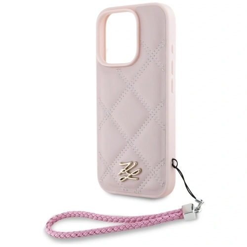 Buy Case Karl Lagerfeld Quilted Initial Logo & Chain Strap for Apple iPhone 16 Pro pink - KLD21997 - {ean13} - Home Screen Store Europe