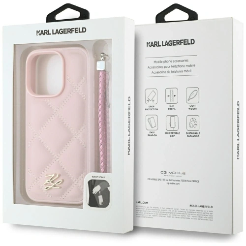 Buy Case Karl Lagerfeld Quilted Initial Logo & Chain Strap for Apple iPhone 16 Pro pink - KLD21997 - {ean13} - Home Screen Store Europe