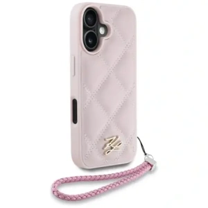 Kup Etui Karl Lagerfeld steppelt kezdőbetűs logóval és láncos pánttal az Apple iPhone 16-hoz rózsaszínben - KLD21998 - {ean13} - Sklep Home Screen
