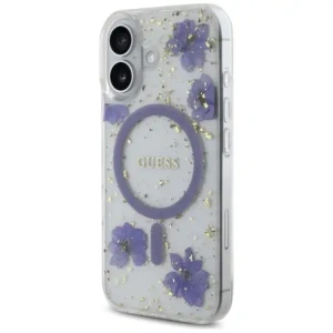 Kup Etui Guess Resin Flowers Glitter MagSafe für Apple iPhone 16 lila - GUE4495 - {ean13} - Sklep Home Screen