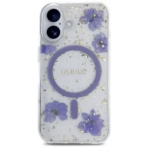 Kup Etui Guess Resin Flowers Glitter MagSafe für Apple iPhone 16 lila - GUE4495 - {ean13} - Sklep Home Screen