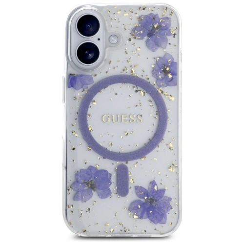 Kup Etui Guess Flori din rășină Glitter MagSafe pentru Apple iPhone 16 mov - GUE4495 - {ean13} - Sklep Home Screen