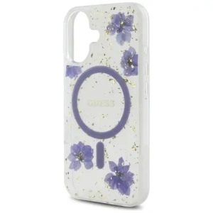 Kup Etui Guess Resin Flowers Glitter MagSafe für Apple iPhone 16 lila - GUE4495 - {ean13} - Sklep Home Screen