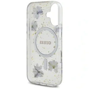 Kup Etui Guess Resin Flowers Glitter MagSafe für Apple iPhone 16 lila - GUE4495 - {ean13} - Sklep Home Screen