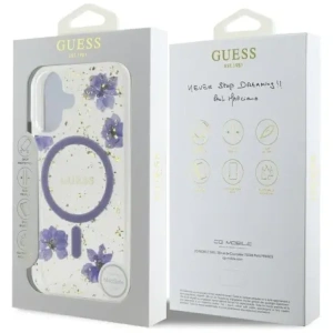 Kup Etui Guess Resin Flowers Glitter MagSafe für Apple iPhone 16 lila - GUE4495 - {ean13} - Sklep Home Screen