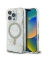 Case Guess Resin Flowers Glitter MagSafe for Apple iPhone 16 Pro beige