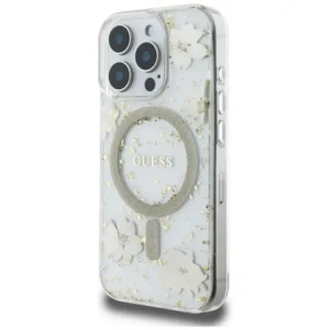 Kup Etui Guess gyanta virágok csillám MagSafe Apple iPhone 16 Pro-hoz bézs színben - GUE4496 - {ean13} - Sklep Home Screen