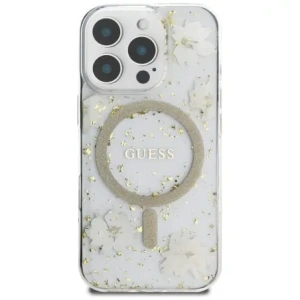Kup Etui Guess gyanta virágokkal, csillámmal, MagSafe Apple iPhone 16 Pro Max-hoz bézs színben - GUE4497 - {ean13} - Sklep Home Screen