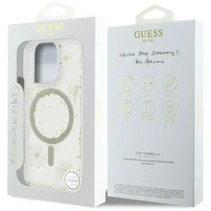Buy Case Guess Resin Flowers Glitter MagSafe for Apple iPhone 16 Pro Max beige - GUE4497 - {ean13} - Home Screen Store Europe