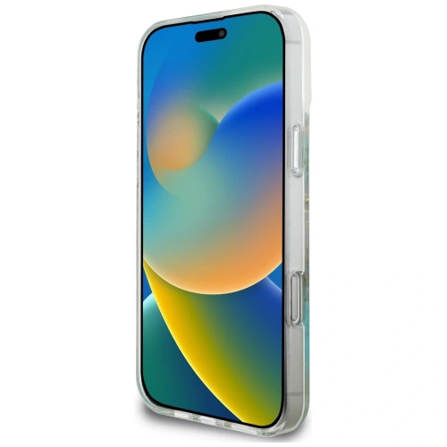 Kup Etui Guess cu flori din rășină și sclipici MagSafe pentru Apple iPhone 16 Pro turcoaz - GUE4499 - {ean13} - Sklep Home Screen