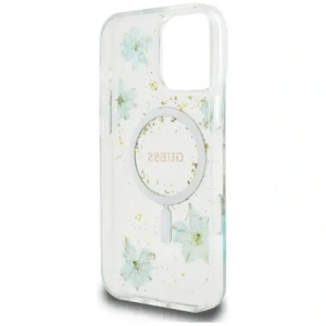Kup Etui Guess Resin Flowers Glitter MagSafe do Apple iPhone 16 Pro turkusowy - GUE4499 - {ean13} - Sklep Home Screen