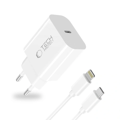 Kup Ładowarka sieciowa Tech-Protect NC20W 1-port USB-C Network Charger PD 20W + Lightning Cable White - THP4067 - {ean13} - Sklep Home Screen