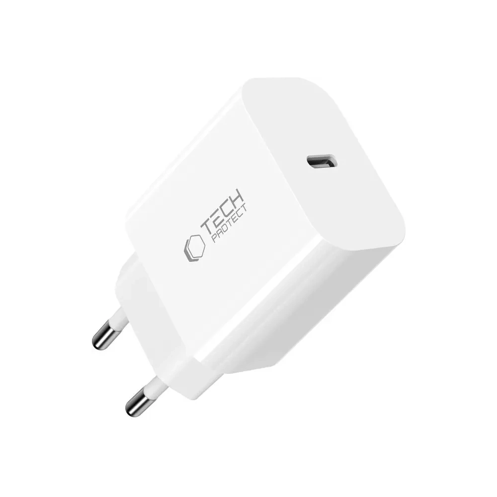 Ładowarka sieciowa Tech-Protect NC20W 1-port USB-C Network Charger PD 20W + Lightning Cable White
