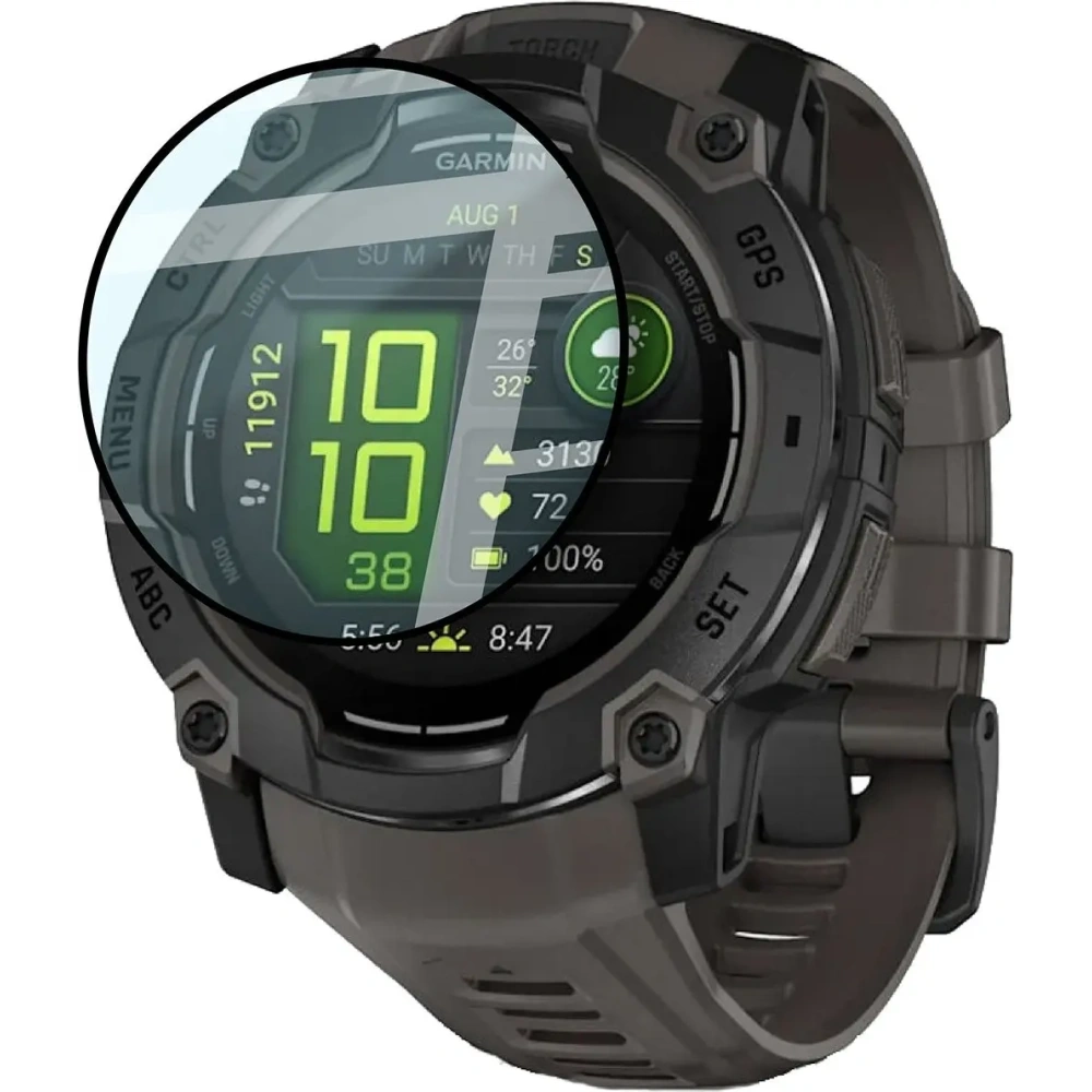 Szkło hybrydowe Bizon Glass Watch Edge Hybrid dla Garmin Instinct 3 50 mm czarne