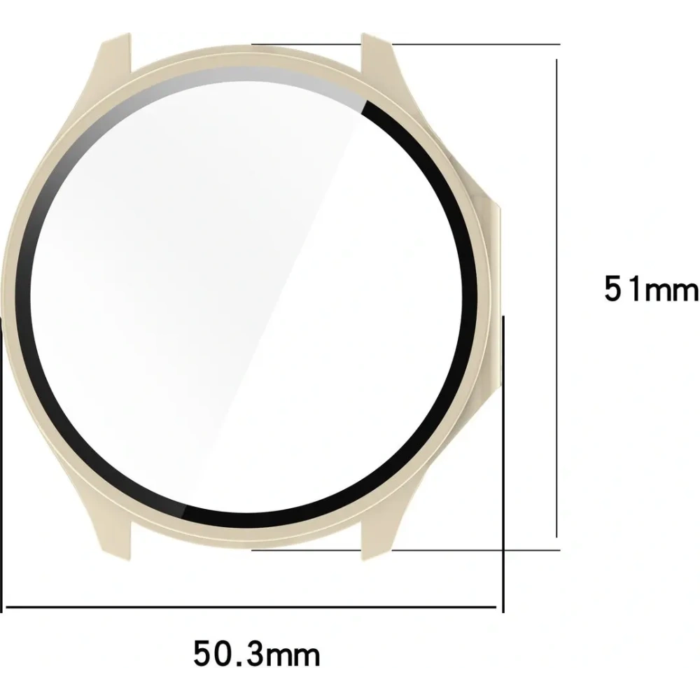Etui ze szkłem do zegarka Bizon Case+Glass Watch do OnePlus Watch 3 / Oppo Watch X2 beżowe