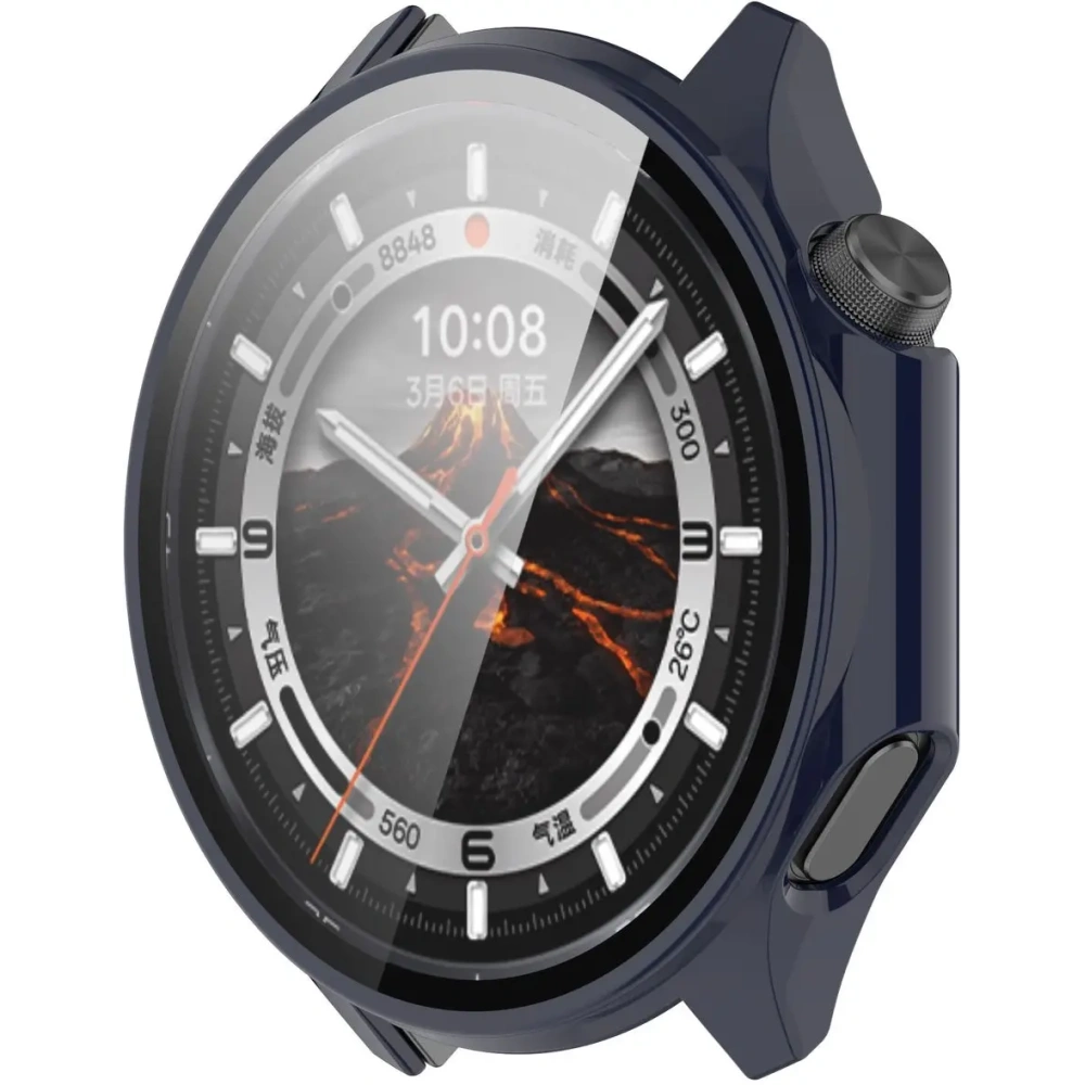 Etui ze szkłem do zegarka Bizon Case+Glass Watch do OnePlus Watch 3 / Oppo Watch X2 niebieskie