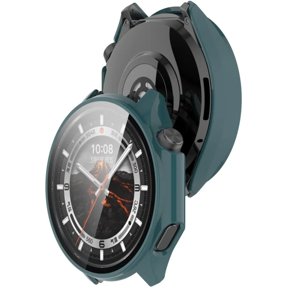 Etui ze szkłem do zegarka Bizon Case+Glass Watch do OnePlus Watch 3 / Oppo Watch X2 zielone