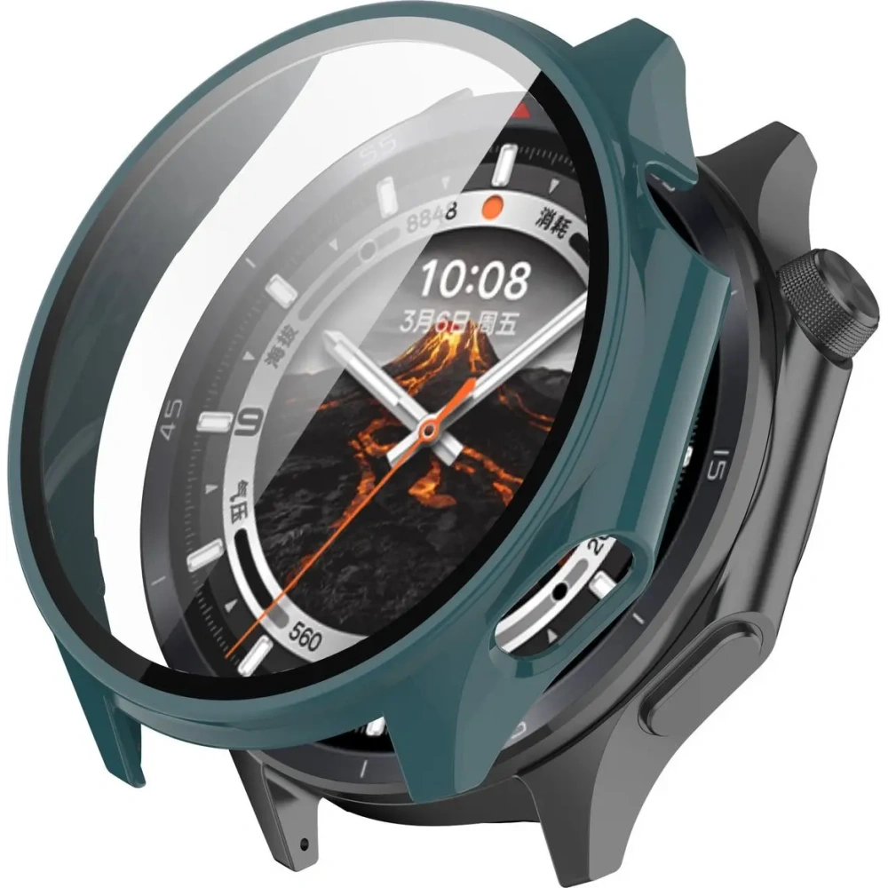 Etui ze szkłem do zegarka Bizon Case+Glass Watch do OnePlus Watch 3 / Oppo Watch X2 zielone