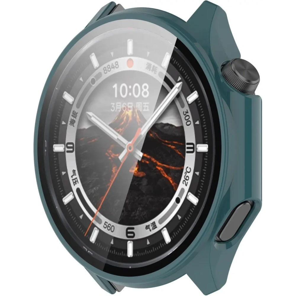 Etui ze szkłem do zegarka Bizon Case+Glass Watch do OnePlus Watch 3 / Oppo Watch X2 zielone