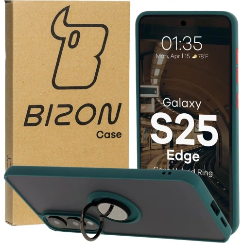 Buy Bizon Case Hybrid Ring Samsung Galaxy S25 Edge smoky with a dark green frame - BIZ8877 - {ean13} - Home Screen Store Europe