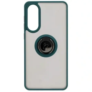 Kup Etui z uchwytem na palec Bizon Case Hybrid Ring do Samsung Galaxy S25 Edge przydymione z ciemnozieloną ramką - BIZ8877 - {ean13} - Sklep Home Screen