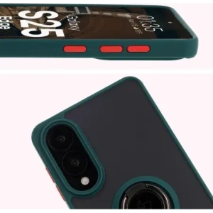 Kup Etui z uchwytem na palec Bizon Case Hybrid Ring do Samsung Galaxy S25 Edge przydymione z ciemnozieloną ramką - BIZ8877 - {ean13} - Sklep Home Screen