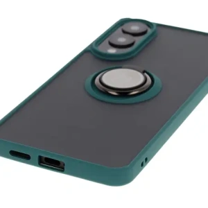 Kup Etui z uchwytem na palec Bizon Case Hybrid Ring do Samsung Galaxy S25 Edge przydymione z ciemnozieloną ramką - BIZ8877 - {ean13} - Sklep Home Screen