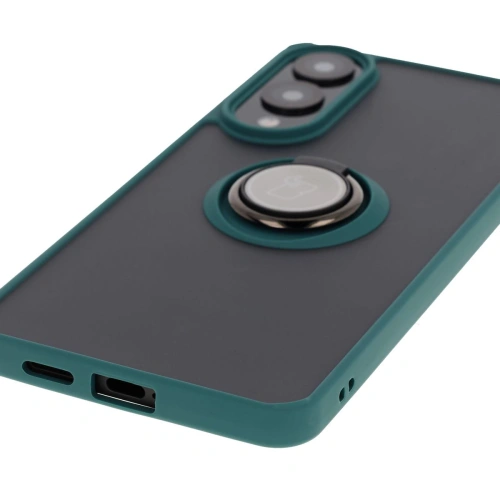 Buy Bizon Case Hybrid Ring Samsung Galaxy S25 Edge smoky with a dark green frame - BIZ8877 - {ean13} - Home Screen Store Europe