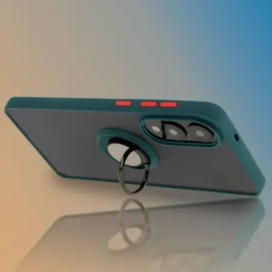Kup Etui z uchwytem na palec Bizon Case Hybrid Ring do Samsung Galaxy S25 Edge przydymione z ciemnozieloną ramką - BIZ8877 - {ean13} - Sklep Home Screen