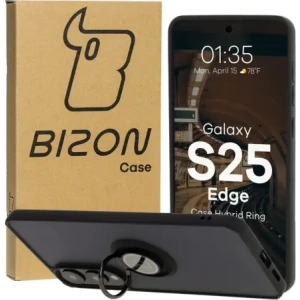 Bizon Case Hybrid Ring Samsung Galaxy S25 Edge smoky with a black frame