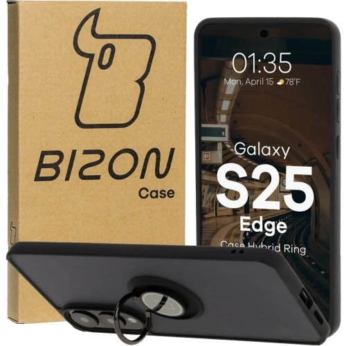 Kup Bizon Case Hybrid Ring Samsung Galaxy S25 Edge füstös fekete kerettel - BIZ8878 - {ean13} - Sklep Home Screen