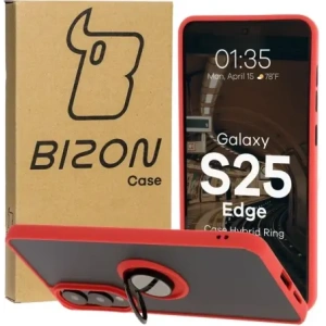 Bizon Case Hybrid Ring Samsung Galaxy S25 Edge smoky with a red frame