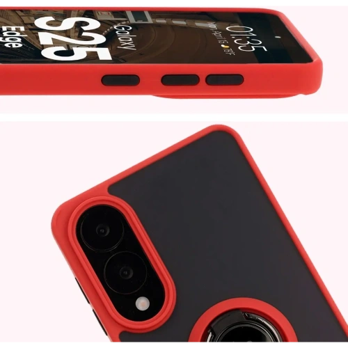 Kup Bizon Case Hybrid Ring Samsung Galaxy S25 Edge kouřový s červeným rámem - BIZ8879 - {ean13} - Sklep Home Screen