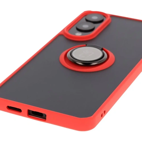 Buy Bizon Case Hybrid Ring Samsung Galaxy S25 Edge smoky with a red frame - BIZ8879 - {ean13} - Home Screen Store Europe