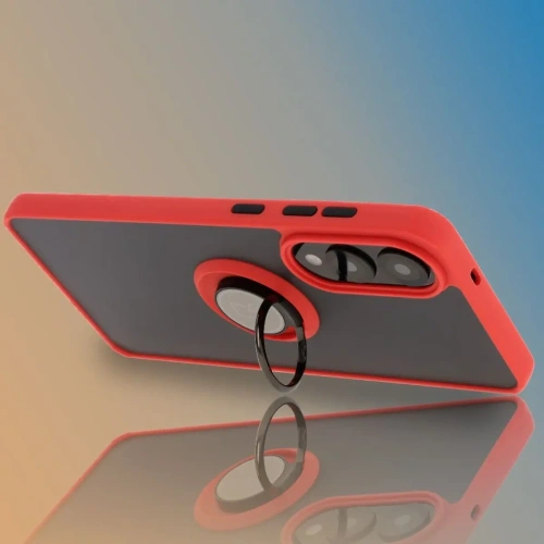 Kup Bizon Case Hybrid Ring Samsung Galaxy S25 Edge kouřový s červeným rámem - BIZ8879 - {ean13} - Sklep Home Screen