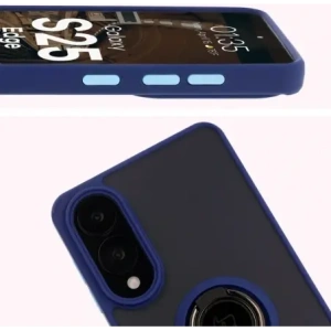 Kup Etui z uchwytem na palec Bizon Case Hybrid Ring do Samsung Galaxy S25 Edge przydymione z granatową ramką - BIZ8880 - {ean13} - Sklep Home Screen