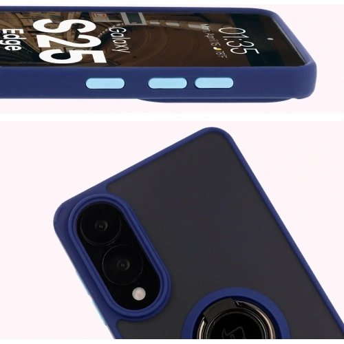Buy Bizon Case Hybrid Ring Samsung Galaxy S25 Edge smoky with a dark blue frame - BIZ8880 - {ean13} - Home Screen Store Europe