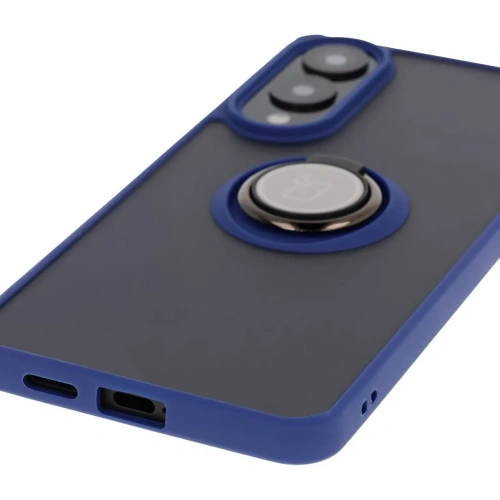 Buy Bizon Case Hybrid Ring Samsung Galaxy S25 Edge smoky with a dark blue frame - BIZ8880 - {ean13} - Home Screen Store Europe