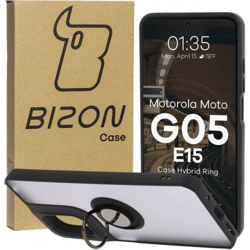 Buy Bizon Case Hybrid Ring Motorola Moto G05 / E15 smoky with a black frame - BIZ8882 - {ean13} - Home Screen Store Europe