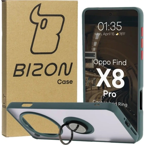Buy Bizon Case Hybrid Ring Oppo Find X8 Pro smoky with a dark green frame - BIZ8885 - {ean13} - Home Screen Store Europe
