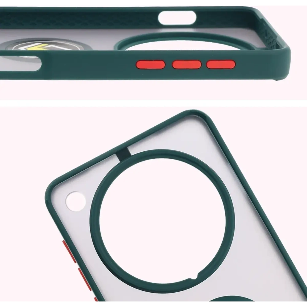 Etui z uchwytem na palec Bizon Case Hybrid Ring do Oppo Find X8 Pro przydymione z ciemnozieloną ramką