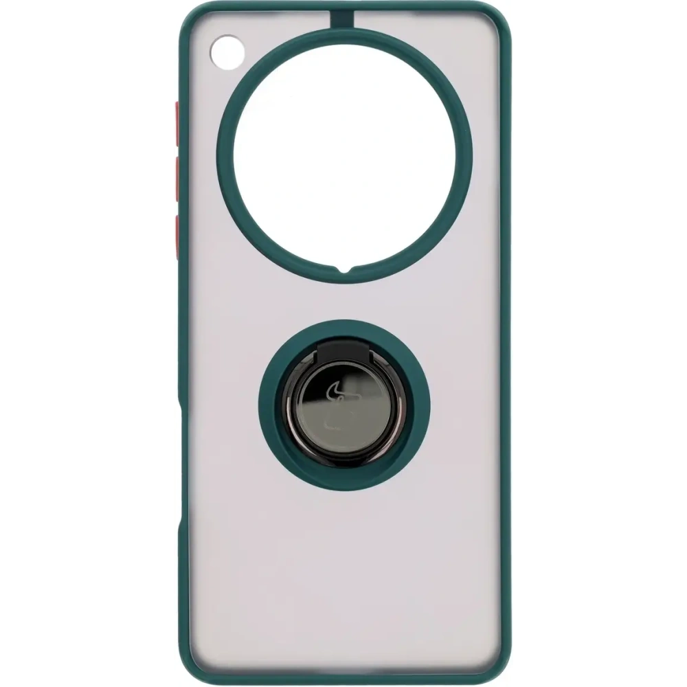 Etui z uchwytem na palec Bizon Case Hybrid Ring do Oppo Find X8 Pro przydymione z ciemnozieloną ramką