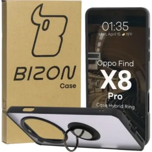 Kup Etui z uchwytem na palec Bizon Case Hybrid Ring do Oppo Find X8 Pro przydymione z czarną ramką - BIZ8886 - {ean13} - Sklep Home Screen