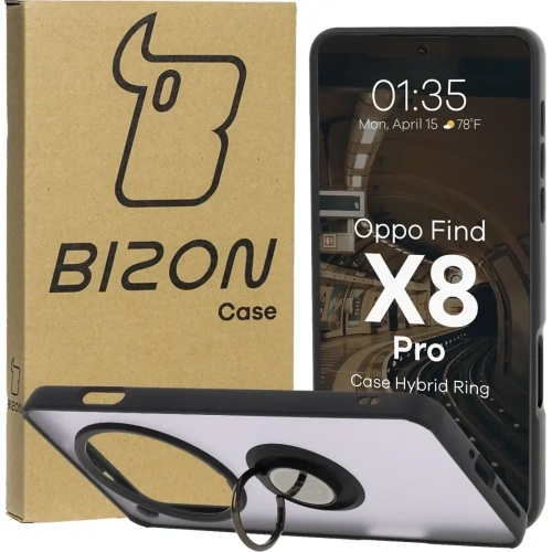 Kup Bizon Case Hybrid Gyűrű Oppo Find X8 Pro füstös fekete kerettel - BIZ8886 - {ean13} - Sklep Home Screen