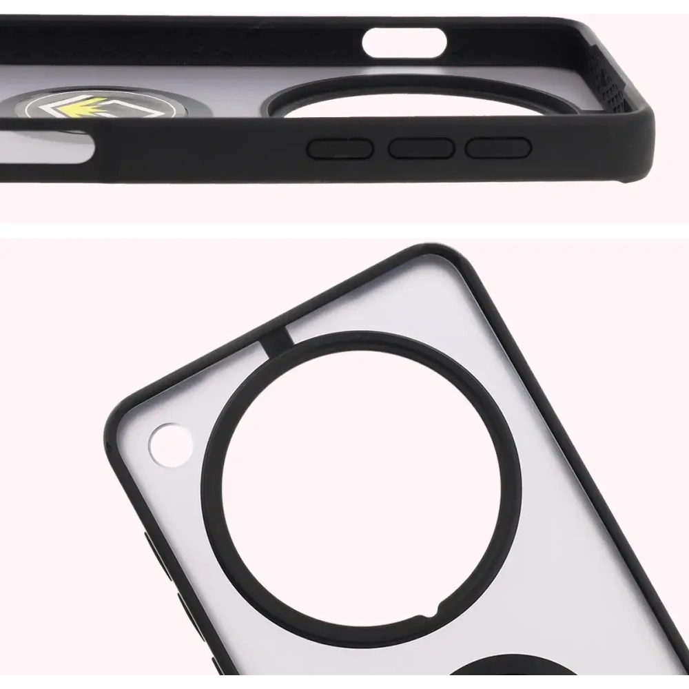 Etui z uchwytem na palec Bizon Case Hybrid Ring do Oppo Find X8 Pro przydymione z czarną ramką