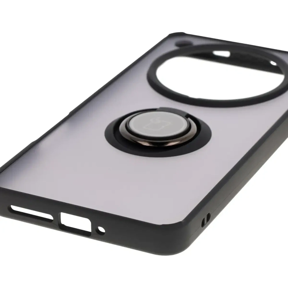 Etui z uchwytem na palec Bizon Case Hybrid Ring do Oppo Find X8 Pro przydymione z czarną ramką