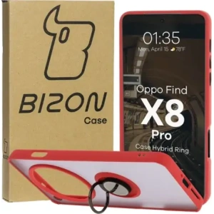 Kup Etui z uchwytem na palec Bizon Case Hybrid Ring do Oppo Find X8 Pro przydymione z czerwoną ramką - BIZ8887 - {ean13} - Sklep Home Screen