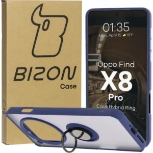 Kup Etui z uchwytem na palec Bizon Case Hybrid Ring do Oppo Find X8 Pro przydymione z granatową ramką - BIZ8888 - {ean13} - Sklep Home Screen