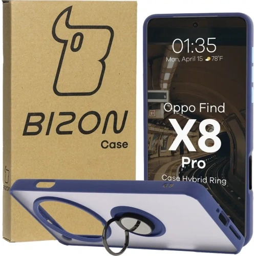 Kup Bizon Case Hybrid Ring Oppo Find X8 Pro füstös, sötétkék kerettel - BIZ8888 - {ean13} - Sklep Home Screen