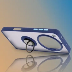Bizon Case Hybrid Ring Oppo Find X8 Pro rauchig mit einem dunkelblauen Rahmen